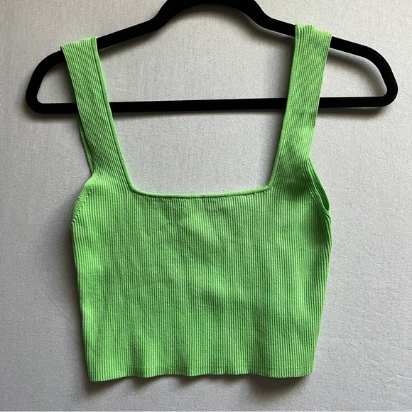Zara Bright Green Rib tank/ Pencil Skirt Dress Set Sz L - Picture 2 of 12